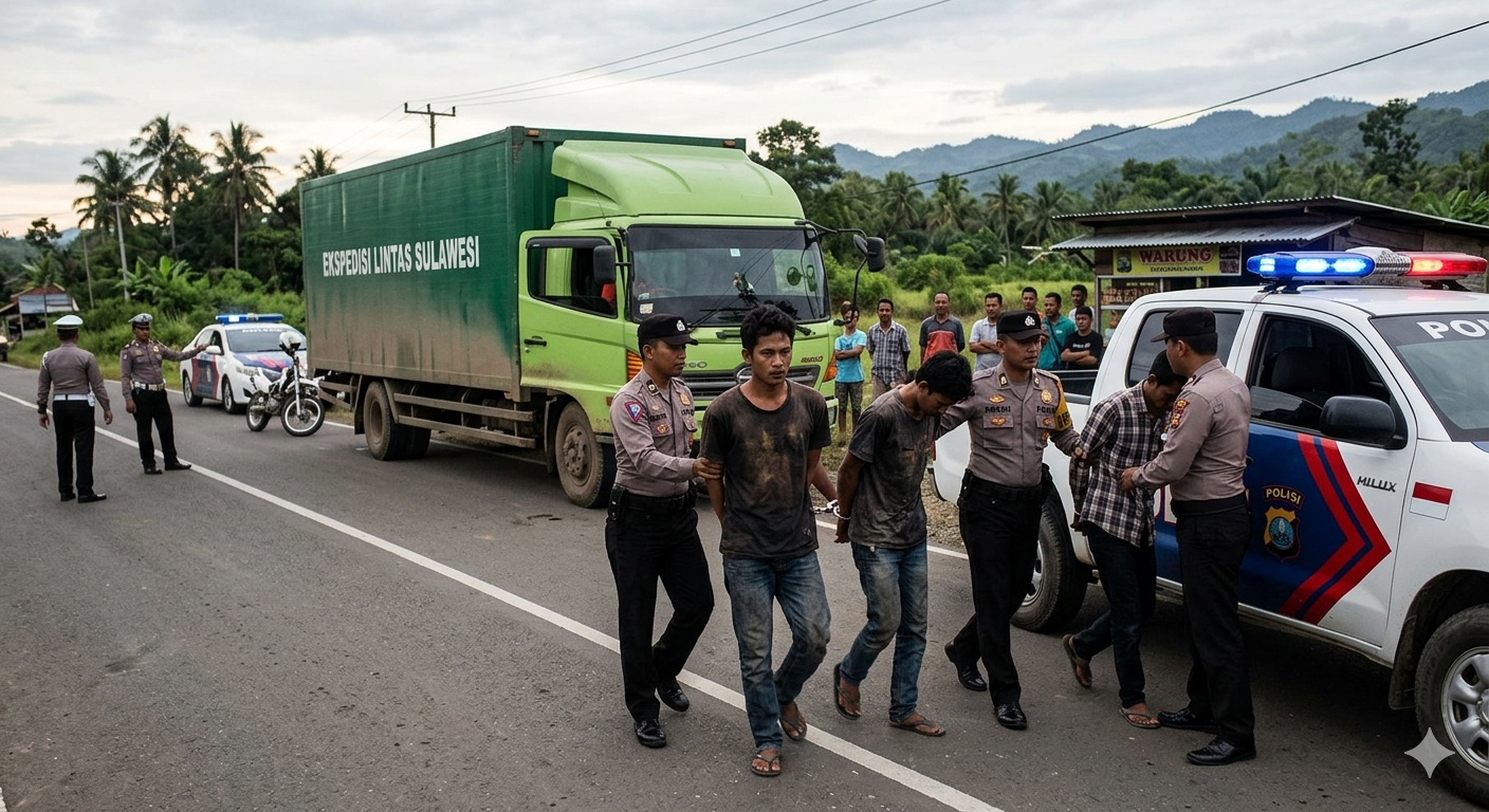 Polisi menangkap tiga pria terduga pelaku begal sopir truk ekspedisi di Kabupaten Maros, Sulawesi Selatan.