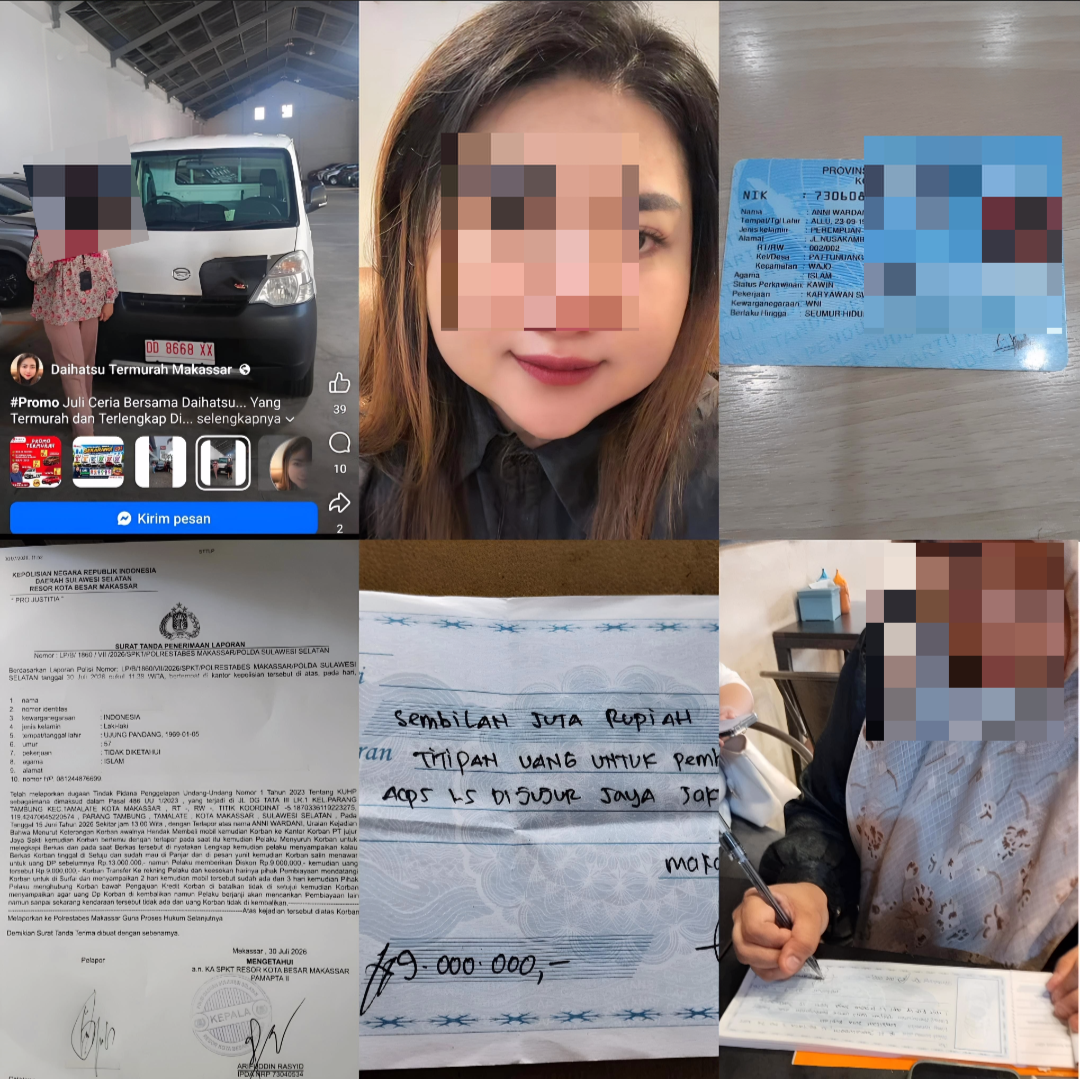 Kasus Dugaan Penggelapan DP Mobil Rp9 Juta oleh Mantan Sales Daihatsu Anni Wardani di Makassar, Laporan Resmi Sudah Diajukan ke Polrestabes Namun Korban Mengaku Hingga Kini Belum Ada Tindakan